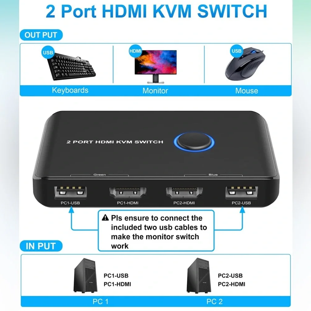 2 Port HDMI KVM Switch - Picture 2 of 7